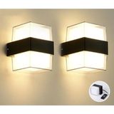 Mikasso 2 Adet Duvar Lambası LED Işık 12W 3200K Gün Işığı Su Geçirmez Duvar Aplik Iç&dış Mekan Aydınlatma Pl - Çok Renkli