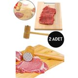 Mikasso ( 2 Adet ) Et Döveceği Çift Yönlü Et Yumuşatıcı Et Dövücü Et Şekillendirici Et Dövücü Ahşa