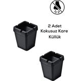Mikasso 2 Adet Kokusuz Kare Küllük MIT1130 Plastik Siyah Kare