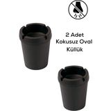 Mikasso 2 Adet Kokusuz Oval Küllük MIT1131 Plastik Siyah Oval