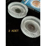 Mikasso 2 Adet Kristal Lüks Cam Küllük 14CM Kristal Cam Beyaz Yuvarlak