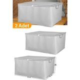 Mikasso 2 Adet - Maxi Boy Gri Benekli Yastık / Battaniye Hurcu - 70X45X40 cm Polipropilen 75 x 45 Gri