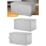Mikasso 2 Adet - Mega Boy Gri Benekli Yorgan Hurcu - 100X50X50 cm Polipropilen 75 x 45 Gri