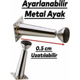 Mikasso (2 Adet) Mobilya Sehpa Puf Zigon Metal Ayağı Ayarlanabilir Krom Ayak 8 cm Bej