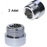 Mikasso (2 Adet) Musluk Çeşme Uzatma Dişli Eki Krom Kaplama PRINÇ-1,5CM-15MM 1/2 Çeşmelere Uyumlu