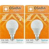 Mikasso (2 Adet) Osaka 7W (50W) Beyaz Işık E14 Duylu (Ince Duy) LED Mini Ampul