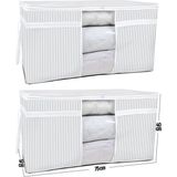 Mikasso 2 Adet - Pencereli Yastık Yorgan Hurcu 75 x 40 x 40 cm Çizgili Nefes Alabilen Kumaş 75 x 40 Beyaz