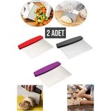Mikasso ( 2 Adet ) Plastik Saplı Çelik Spatula Hamur Kesici Paslanmaz Metal Spatula - Hamur Şekillendirici Ç