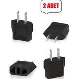 Mikasso 2 Adet Türk Fişi Amerikan Tip Fiş Çevirici Seyahat Adaptörü 2 Pinli Düz Plug Travel Adapter Fiş Priz - Çok Renkli