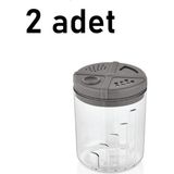 Mikasso 2 Adet Tuzluk Biberlik Baharatlık Qlux 300 ml Tuzluk Biberlik 3 Kademeli L-00277 Ev Ofis Lokanta Pla