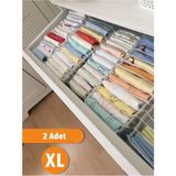 Mikasso 2 Adet - Xlarge 8 Gözlü Çekmece Içi Düzenleyici Organizer 31 x 36 x 12 Kumaş Beyaz