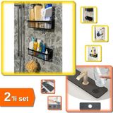 Mikasso 2 Adet Yapışkanlı Plastik Mutfak Banyo Rafı + Su Emici Sihirli Mutfak Musluk Matı - 2li Set L2E2E9 P - Çok Renkli