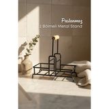 Mikasso 2 Bölmeli Çok Amaçlı Ahşap Kulplu Metal Stand Düzenleyici Organizer- Sıvı Sabunluk- Yağdanlık Standı - Çok Renkli