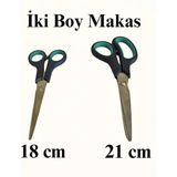 Mikasso 2 Boy Çelik Karton Kumaş Kağıt Kesme Kesim Makası Çok Amaçlı Keskin Makas (21CM + 18CM)