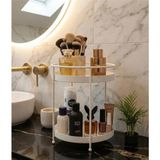 Mikasso 2 Katlı Banyo Kozmetik Takı Düzenleyici Çok Amaçlı Organizer 2 Katlı Düzenleyici Beyaz Metal Beyaz - Çok Renkli