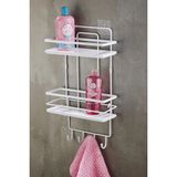 Mikasso 2 Katlı Kancalı Yapışkanlı Banyo Duş Rafı – Ayarlanabilir Kristal Raf (Yapıştır/vidala) Beyaz-Beyaz - Çok Renkli
