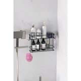 Mikasso 2 Katlı Metal Banyo Düzenleyici Şampuanlık Baharatlık Duvara Monte Kancalı Çok Amaçlı Mutfak Rafı Me - Çok Renkli