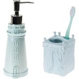 Mikasso 2 Li Banyo Seti Deniz Feneri Model Seramik - Çok Renkli