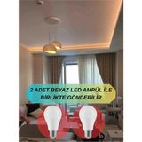 Mikasso 2 Li Sarkıt Avize Rustik E27 Modern Avize Bohem Beton Görünüm (2 Adet Beyaz LED Ampul Hediyedir.!) P - Çok Renkli