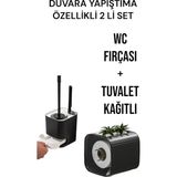 Mikasso 2 Li Set-Kendinden Yapışkanlı Tuvalet Kağıdı Wc Kağıt Asacağı ve Banyo Lavabo Wc Temizleme Fırçası P - Çok Renkli