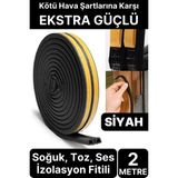 Mikasso 2 Metre Siyah Pvc Doğrama Kapı Pencere Soğuk Geçirmez Sızdırmaz Izolasyon Fitil Yapışkanlı 1x2=2 mt