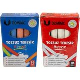 Mikasso 2 Paket 10'lu Tebeşir 1 Renkli + 1 Beyaz Tozsuz Dominic Tebeşir Beyaz Tebeşir Çok Renkli