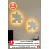 Mikasso 2 Puzzle LED Işık Gece Lambası Bebek Çocuk Odası Duvar Dekorasyonu Aydınlatma Ahşap Gece Lambası Ahş - Çok Renkli