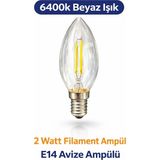 Mikasso 2 Wattt Edison Tipi Flamanlı Ampül | Led'li Dekoratif Ampül | Beyaz Işık | Rustik Ampül