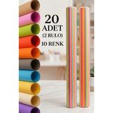 Mikasso 20 Adet 50X70 cm Fon Kartonu 10 Renk(2 Rulo) Fon Kartonu - Çok Renkli