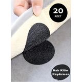 Mikasso 20 Adet Halı Kilim Koltuk Örtüsü Kaydırmaz Sabitleyici Cırt Yıkanabilir Kendinden Yapışkanlı Ped Siy