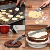 Mikasso 20 cm Oval Uçlu Eğik Pasta Sıvama Spatulası, Beyaz, Yüksek Kalite Çelik Beyaz