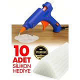 Mikasso 20 Watt Sıcak Silikon Tabancası Şeffaf Mum Yapıştırıcı Tabanca 10 Adet 15 cm Çubuk Silikon Hediye