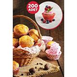 Mikasso 200 Adet Muffin Kek Kalıbı & 1.sınıf Kalite Kek Kapsülü Cupcake Muffin Kağıdı 200'LÜ Belirtilmemiş Ç