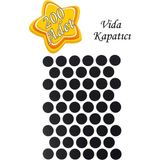 Mikasso 200 Adet Siyah Vida Kapatıcı Yapışkanlı Vida Tapası Tıpası Kapağı Vida Gizleyici Siyah