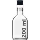 Mikasso 200 ml Şeffaf Cold Brew Sızdırmaz Siyah Plastik Kapaklı 200 cc Soğuk Kahve Yassı Boş Cam Şişe 1 Adet