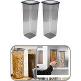 Mikasso 2000 ml Şeffaf Kare Saklama Kabı Silikon Kapak Hava Geçirmez Kuru Baklagil Kahve Bakliyat Makarna Pl