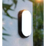 Mikasso 20W Su ve Nem Geçirmez Siyah Kasa Beyaz Işık 6500K Oval Banyo Balkon Iç ve Dış Mekan Aydınlatma Plas - Çok Renkli