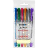 Mikasso 2227 My-King Neon (Simli) Jel Tükenmez Kalem 1,0 mm (6 Renk Set) Turuncu Tehlikeli Değil - Çok Renkli