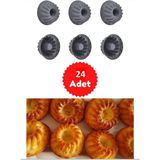 Mikasso 24’lü Yıkanabilir Mini Göbekli Muffin Pişirme Kalıbı, Cupcake, Antrasit Silikon Gri