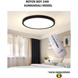 Mikasso 24W Uzaktan Kumandalı LED Avize Panel Armatür Siyah Renk Kasa Beyaz Işık Tavaba Sıfır Plofenyer Meta - Çok Renkli