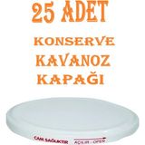 Mikasso 25 Adet Konserve Kapağı Beyaz 82 mm Silikonlu - Konserve Kavanoz Kapağı Orijinal Kapak Sbk Metal Bey
