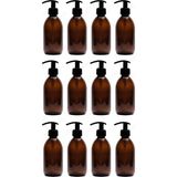 Mikasso 250ML Amber Kahverengi Cam Şişe Sıvı Sabun, Kolonya, Deterjan Sıvılar Için Kullanıma Uygun 12 Adet C - Çok Renkli