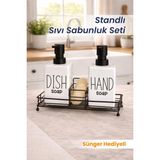 Mikasso 2'li 500 ml Fenomen Stantlı Süngerli Pinterest Sıvı Sabunluk Mutfak Banyo Seramik Beyaz - Çok Renkli