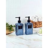 Mikasso 2'li 500 ml Tezgah Üstü Cam Sıvı Sabunluk Mutfak (2ADET Etiket) Cam Lacivert - Çok Renkli