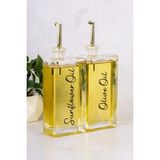 Mikasso 2li 500 ml Yağdanlık Cam Yağlık Zeytinyağı Ayçiçek Yağı Ingilizce Etiket Sunflower Olive Oil Sosluk - Çok Renkli