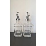 Mikasso 2'li 500ML Şeffaf Cam Sıvı Sabunluk, Sosluk Cam Gümüş - Çok Renkli