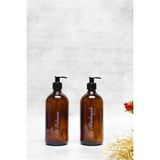 Mikasso 2li Amber Cam Sıvı Sabun Bulaşık Sabun Deterjanı Şişesi Sabunluk 500ML Cam Mavi - Çok Renkli