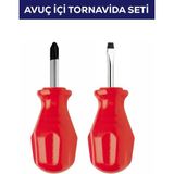 Mikasso 2'li Avuç Içi & 3 Parça Tornavida Seti (Düz,yıldız Tornavida,kontrol Kalemi&2 Adet Topaç Tornavida)