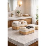 Mikasso 2’li Bambu Sepet, Banyo & Ev Kullanımına Uygun Düzenleyici Sepet SETI-20X12-15X25CM Bambu Bej - Çok Renkli