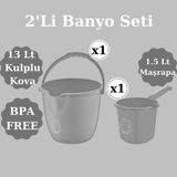 Mikasso 2'li Bebek Yıkama Banyo Seti Kova - Maşrapa. Bebek Banyo Seti 2li Gri - Çok Renkli